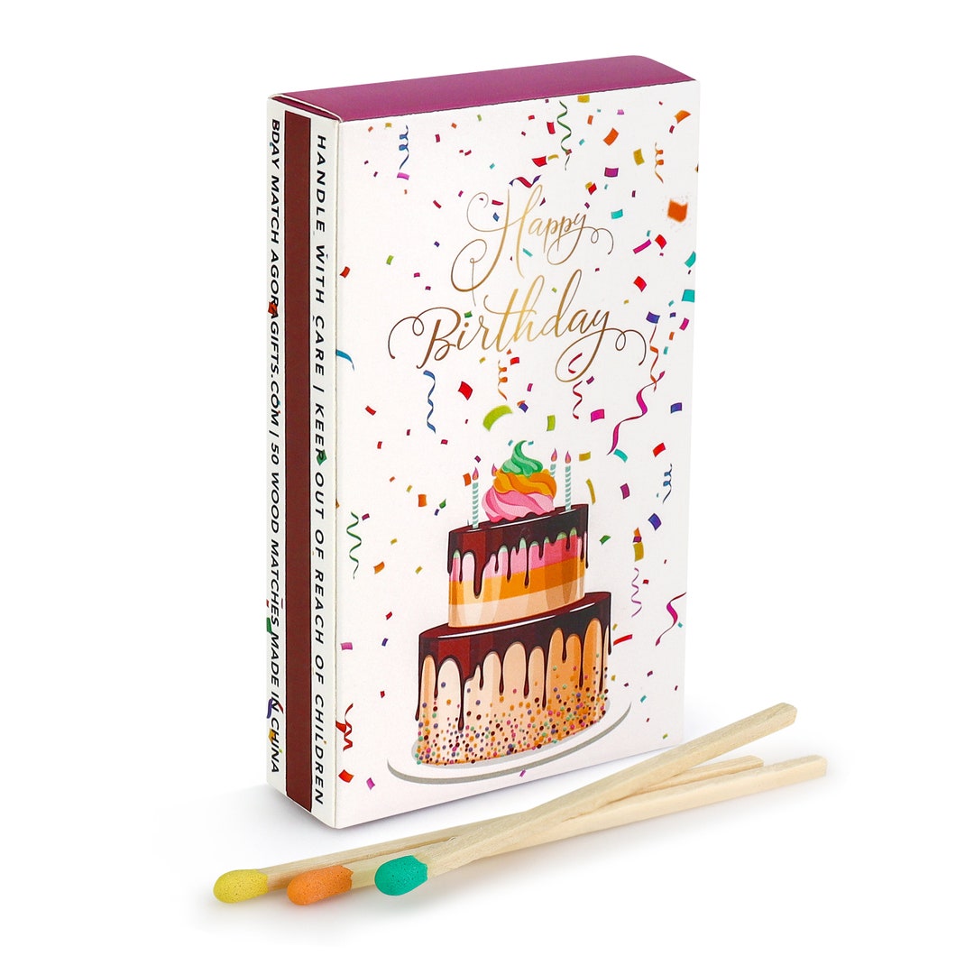Happy Birthday Matches Box - 4-inch Long Matches for Candles W/strike ...