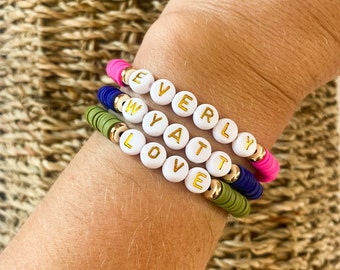 GOLD Custom Name Beaded Bracelet | Gold Name Bead Bracelet for mom | Custom Name Bracelet Gift | Personalized Name Bracelet | Gift for Mom