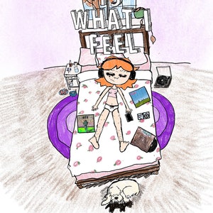 girl in bed Alex g pretend lyrics illustration