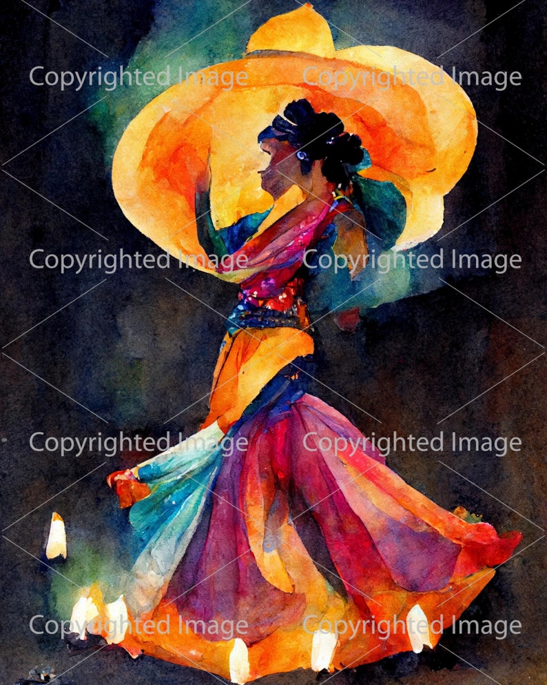Abstract Latina Dancer Print Watercolor 4x6, 5x7, 8x10, 11x14 Printable