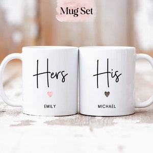 Juego personalizado de tazas para él y para ella, tazas de boda personalizadas, regalo de compromiso, regalo de aniversario, tazas de novios, tazas de señor y señora, tazas de recién casados 11oz White Mug