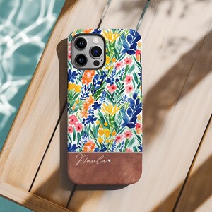 Custom Floral Name Phone Case Compatible With iPhone 16, 16 Pro Max, 15 14 13 12, Personalized Phone Cases, Gift For her, Custom Floral Case
