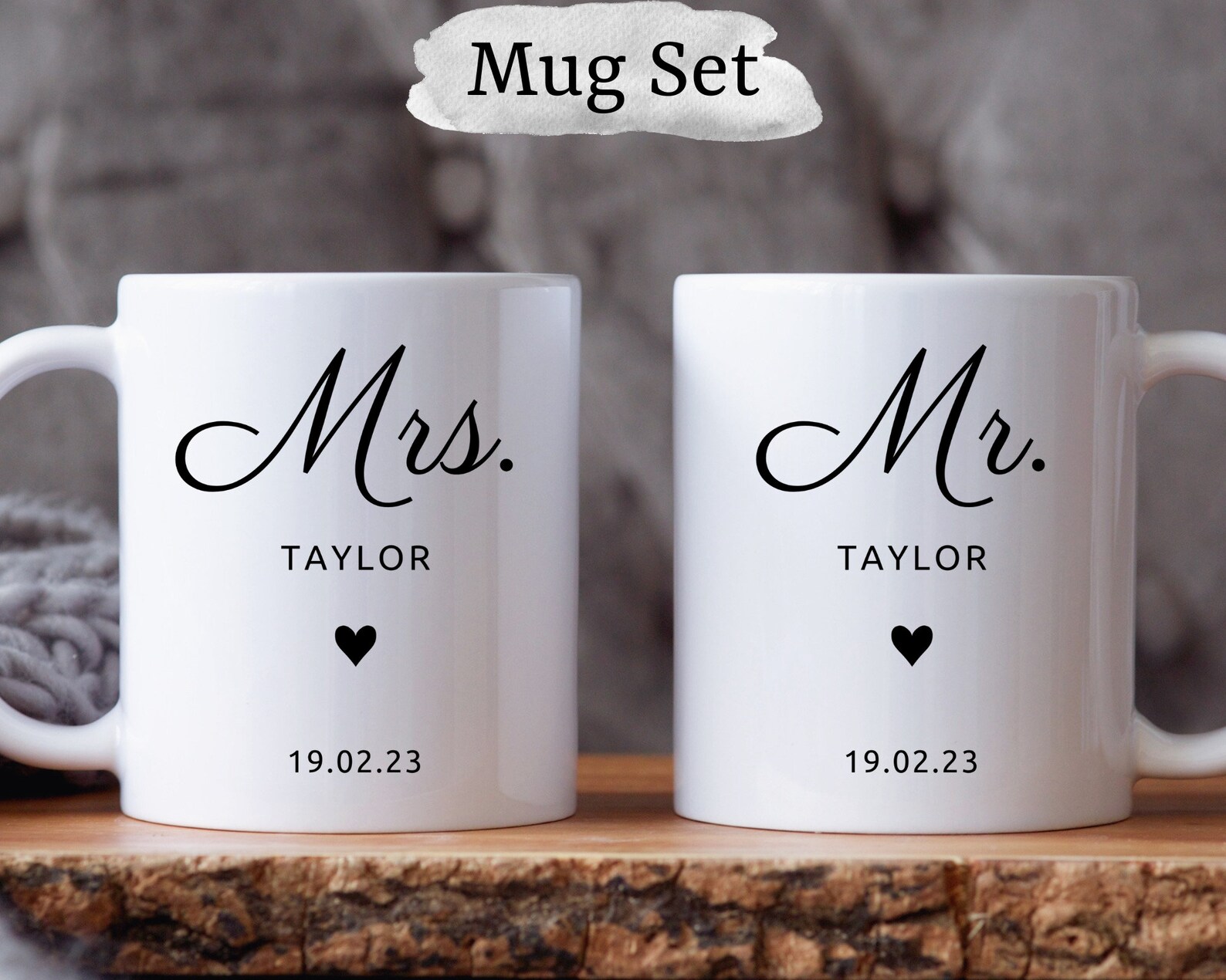 Personalized Mr and Mrs Mug Set Custom Wedding Mugs Bridal - Etsy