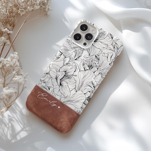 Personalized Floral Phone Case Compatible With iPhone 16, 16 Pro Max 15, 15 Pro, 14, Plus, 13 Mini, 12 Pro, Custom Name Phone Case