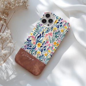 Personalized Phone Case Compatible With iPhone 16, 16 Pro Max 15, 15 Pro, 14 Plus, 13 Mini, 12, Custom Floral Phone Case, Name Phone Case