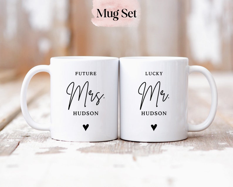 Future Mrs Mug Set, Future Mrs and Lucky Mr Mugs, His and Her Mugs, Mr