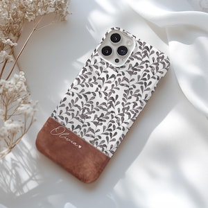 Custom Floral Phone Case Compatible With iPhone 16, 16 Pro Max 15, 15 Pro, 14, Plus, 13 Mini, 12 Pro, Watercolor Custom Name Phone Case