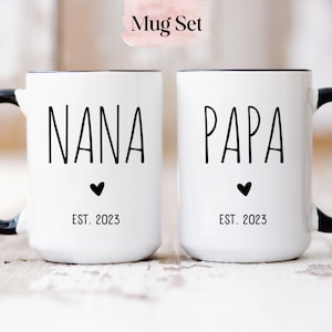 Nana And Papa Mug Set, Baby Announcement, Nana And Papa Mugs, First Time Grandparents, New Nana Gift, New Papa Gift, Grandma Grandpa Mug Set