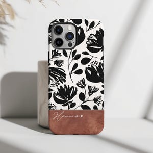 Custom Name Phone Case Compatible With iPhone 16, 16 Pro Max 15, 15 Pro, 14, Plus, 13 Mini, 12 Pro, Personalized Floral Phone Case For Her