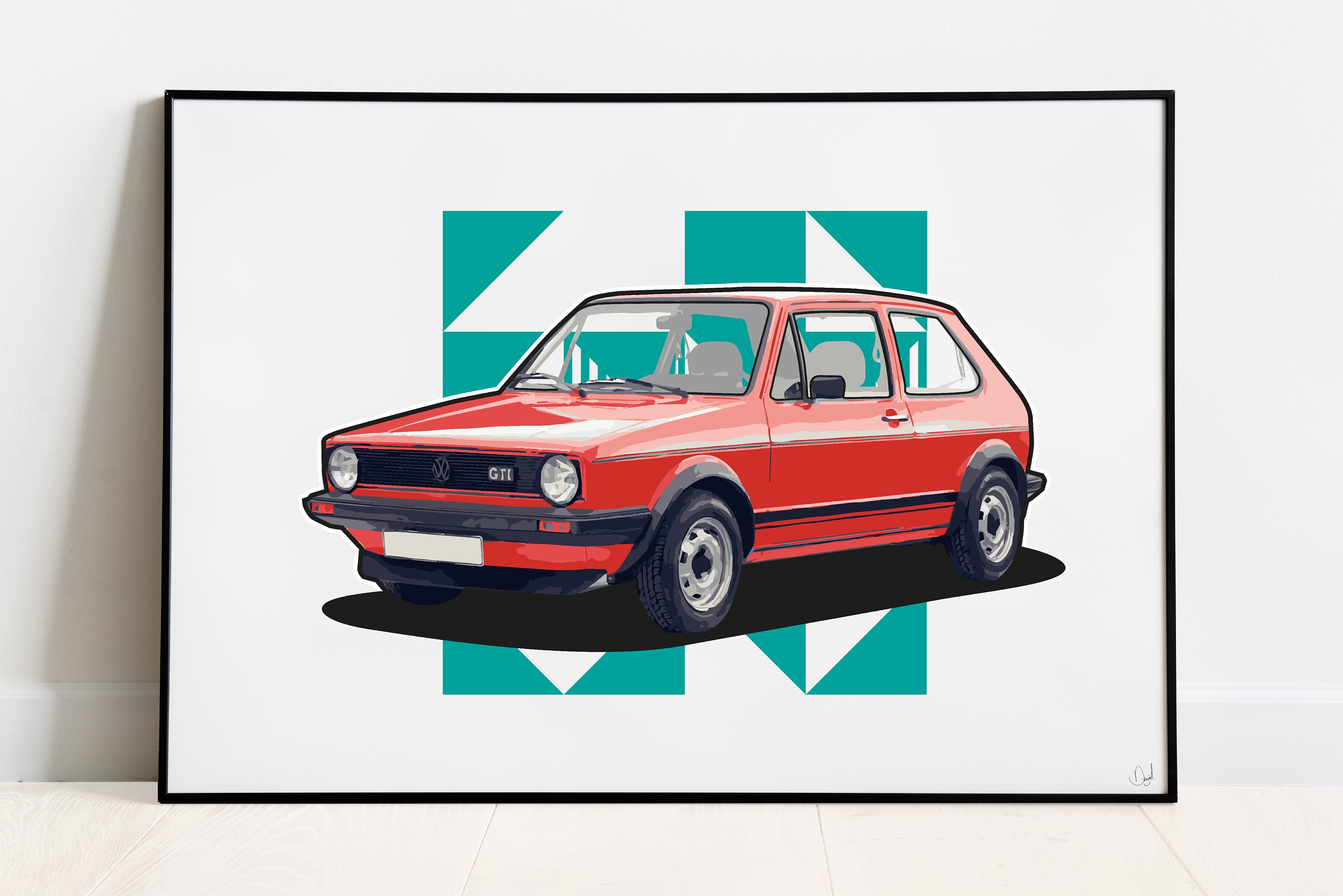 Volkswagen Golf GTI Retro Art Print Classic Volkswagen Poster