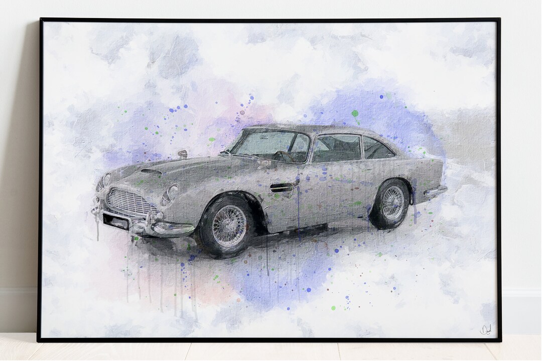 Poster Photo Aston Martin DB11 Sur Toile - Impression Murale Moderne Bleue - Bold Bloc Design