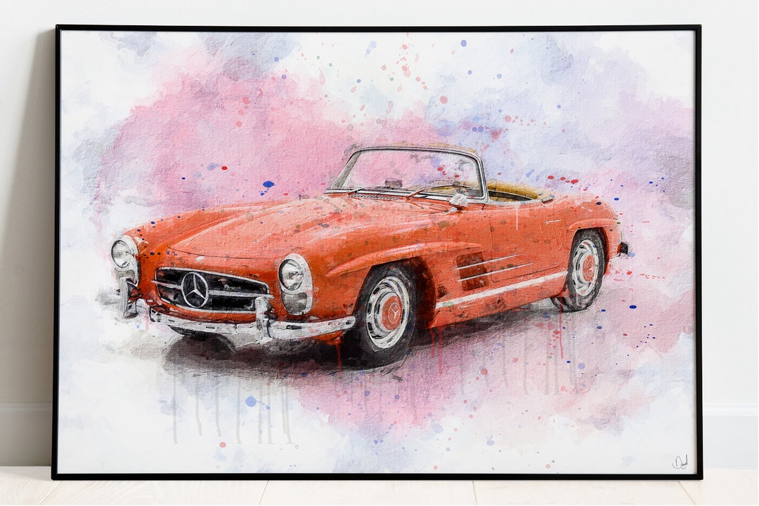 Mercedes SL 300 Gullwing Art Print / Mercedes Gullwing Poster - Etsy México