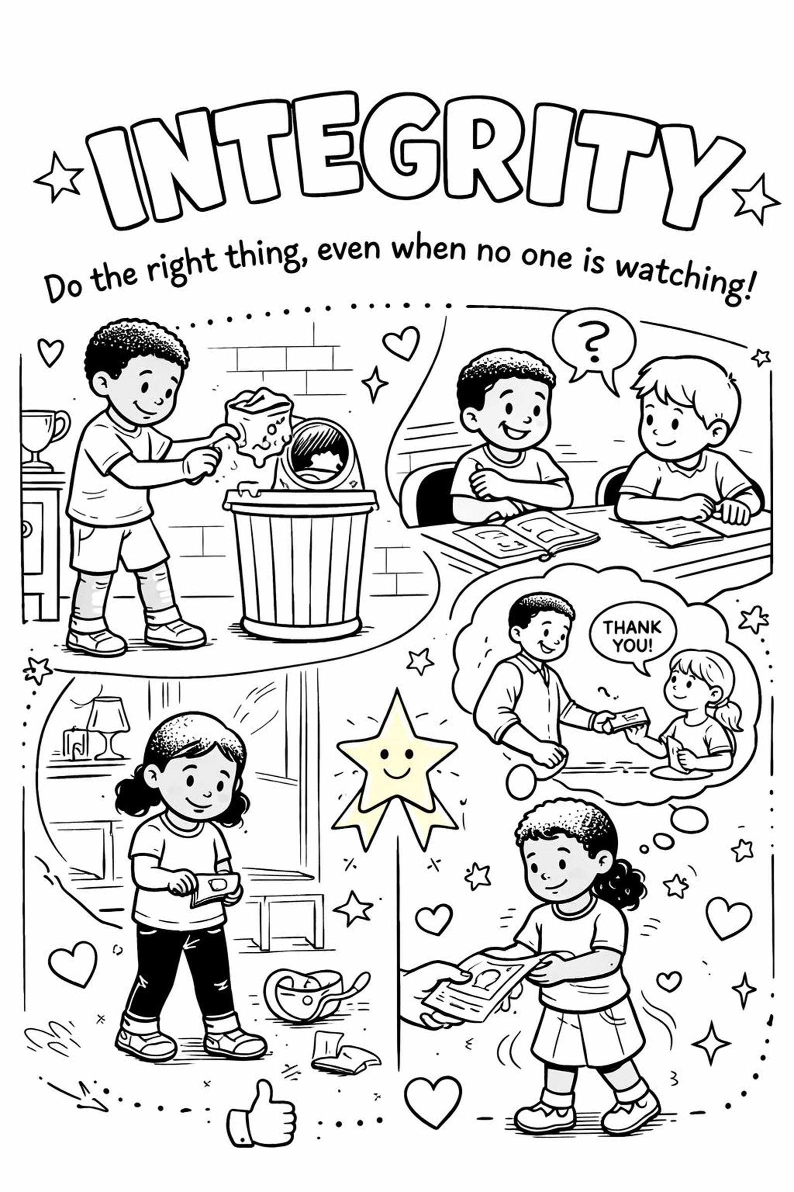 Values Exercise Coloring Little Leaders Core Values Coloring Sheet - Etsy
