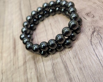 Hematite crystal healing stretch beaded bracelet