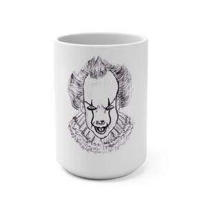 Creepy Clown Mug - 15oz Novelty Coffee Cup, Halloween Gift, Horror Collectible, Scary Clown Decor, Unique Present for Fans