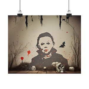Horror Art Print, Halloween Decor, Matte Poster, Spooky Wall Art, Michael Myers Artwork, Horror Movie Decor, Gift for Fans