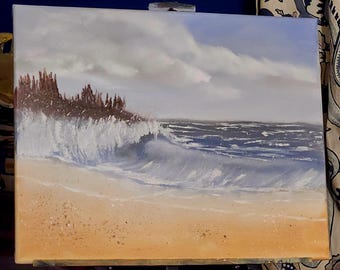 Original Oil Painting: "Not So Calm Waters" Seascape, 16x20