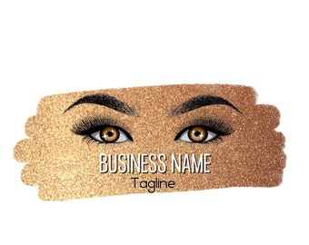 Golden paint brush Eyebrow and eyelashes logo