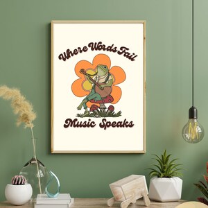 Vintage prints, Mushroom art, Print, 70s retro gallery wall, Digital Download, Retro Wall Art, Vintage Poster, Frog
