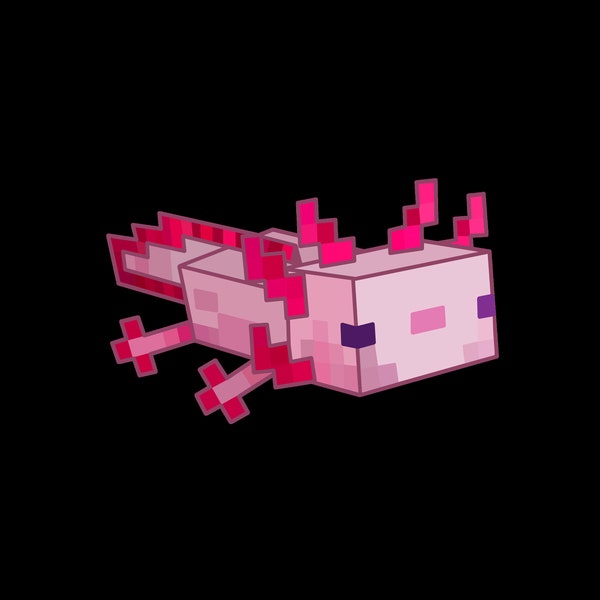 Axolotl-SVG-Minecraft-Digital-Print-Pink- Gamer-Art-Minecraft valentines-PNG