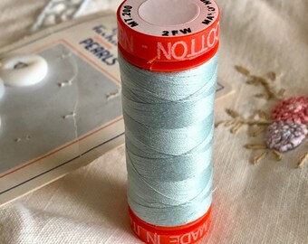 1 Spool Pale Ice Blue 100% Cotton Thread, Aurifil 50 wt all purpose Thread color 5007, Sewing Quilting
