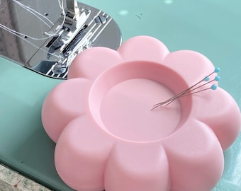 Sturdy Petal Pink Vintage Style Flower Magnetic Pincushion, Sewing Supply Accessory, Secures your Pins