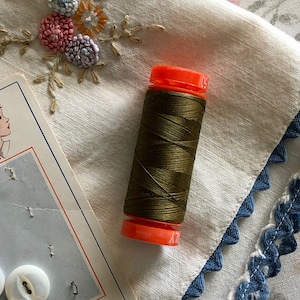 1 Spool Dark Olive Green 100% Cotton Thread, Aurifil 50 wt all purpose Thread color 4173, Sewing Quilting