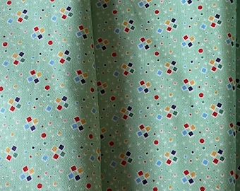 BTY Vintage Style Cotton Fabric, Honey Yellow with White and Hot Pink Tiny Geometric, Suitable for Vintage Sewing, Sold By the Yard