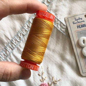 1 Spool Honey Yellow 100% Cotton Thread, Aurifil 50 wt all purpose Thread color 2140, Sewing Quilting