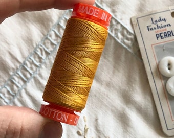 1 Spool Honey Yellow 100% Cotton Thread, Aurifil 50 wt all purpose Thread color 2140, Sewing Quilting