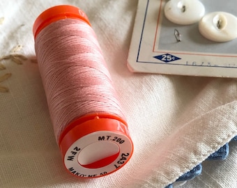 1 Spool Salmon Pink 100% Cotton Thread, Aurifil 50 wt all purpose Thread color 2437, Sewing Quilting