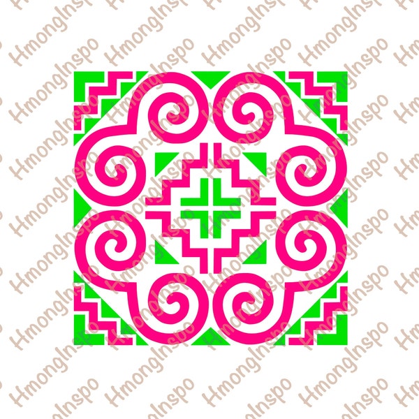 Hmong Elephant Print, Hmong Art, Hmong Print, Hmong Pattern, Hmong Digital Art.