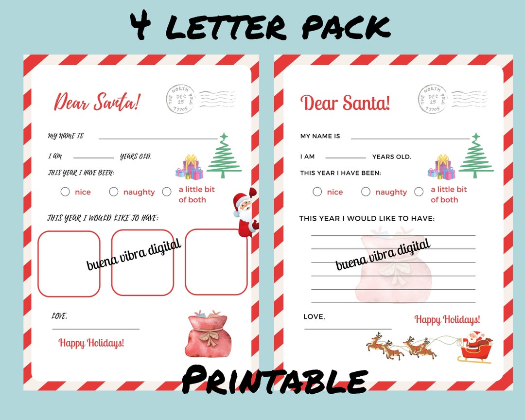 Santa Letter for Kid Printable Dear Santa Letter Template Christmas ...
