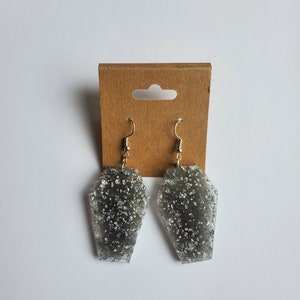 Halloween gold flake coffin dangle earrings