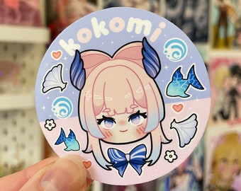 Kokomi Genshin runder Aufkleber / Vinyl Aufkleber