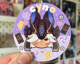 Cyno Genshin round sticker / Vinyl Sticker