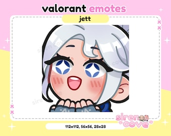 Jett Cute emotes Valorant for Twitch, Discord and Youtube / Kawaii, For Streamer,