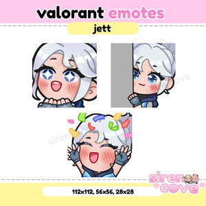 Jett Valorant emotes for Twitch, Discord and Youtube / Kawaii, For Streamer,