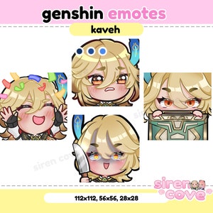 Kaveh Emote Pack #1 Genshin Impactfor Twitch, Discord and Youtube / Kawaii, For Streamer,