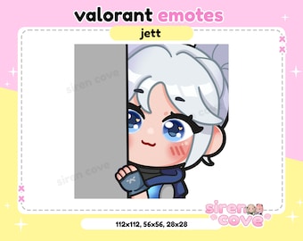 Jett Peeking emotes Valorant for Twitch, Discord and Youtube / Kawaii, For Streamer,