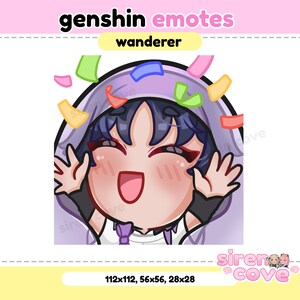 Kunikuzushi/Scaramouche/Wanderer Confetti emotes Genshin Impactfor Twitch, Discord and Youtube / Kawaii, For Streamer,