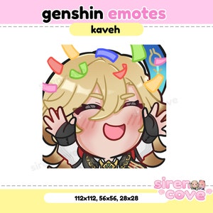 Kaveh Confetti emotes Genshin Impactfor Twitch, Discord and Youtube / Kawaii, For Streamer,