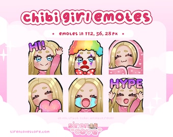 Blonde Hair Blue Eyes Girl Emote Pack for Twitch, Discord and Youtube / Kawaii, For Streamer,