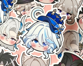 Fontaine Genshin Stickers | Furina, Neuvillette, Wriothesley, Lyney, Lynette // cute Genshin stickers, kawaii stickers, vinyl, holographic