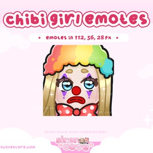 Clown Girl Blonde Hair Emote for Twitch, Discord and Youtube / Kawaii, For Streamer,
