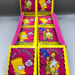 1990 The Simpsons Sealed Wax Pack | 1 Authentic Vintage Topps Trading Card Pack | 8 Cards + 1 Sticker