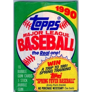 Lot de cire de baseball Topps 1990 - 16 cartes - objet de collection scellé