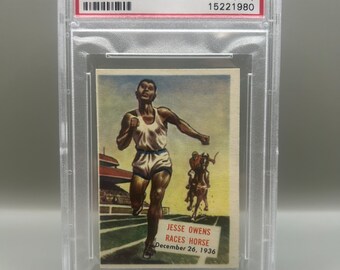 1954 Topps Scoop #128 - Jesse Owens Races Horse - PSA 8 (MC) Rare!