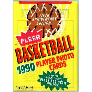 1990 Cartes à collectionner de basket-ball Fleer NBA (1) paquet de cire scellée