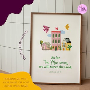 As for me and my house we will serve the Lord PERSONALIZED VERSE | Joshua 24:15 Printable Wall Art | Quirky Modern Bible Verse Home Decor